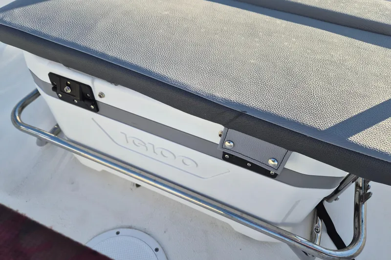 Slide: The Image of 2026 May-Craft 192 boat with Igloo cooler and cushioned seat. - 11