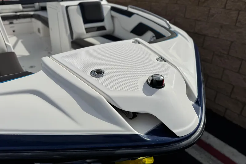 Slide: The Image of 2020 Yamaha AR210 boat interior, featuring sleek seating and modern design elements. - 11