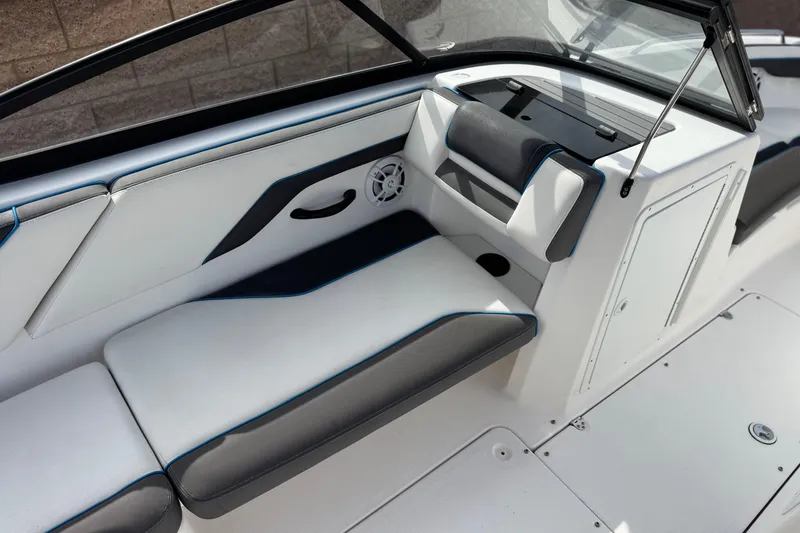 Slide: The Image of 2020 Yamaha AR210 boat interior with sleek seating and modern design. - 22