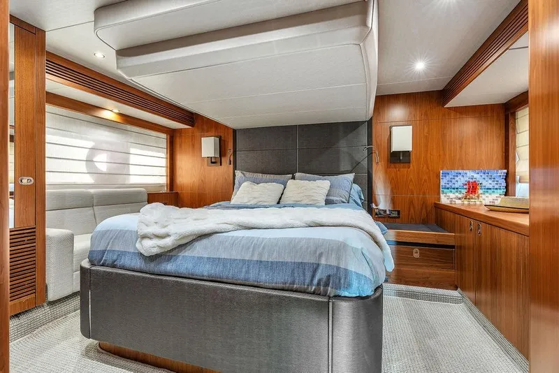 Slide: The Image of Luxurious cabin interior of 2016 Sunseeker Manhattan 55 yacht with modern decor. - 25