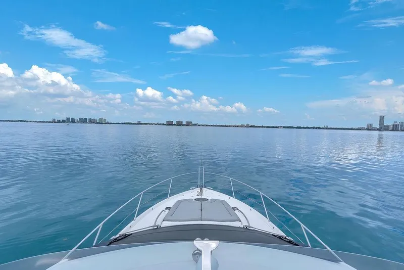 Slide: The Image of Bow view of 2016 Sunseeker Manhattan 55 yacht on calm ocean waters. - 75