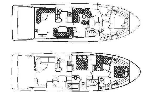 Slide: The Image of Floor plan of 2000 Bayliner 5788 Pilot House Motoryacht, showcasing interior layout and design. - 65