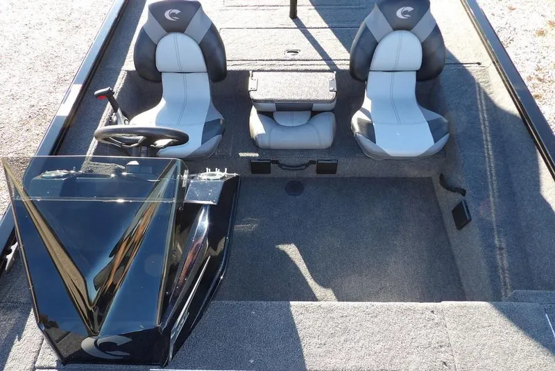 Slide: The Image of 2026 Crestliner XFC 189 boat interior with dual seats and steering console. - 15