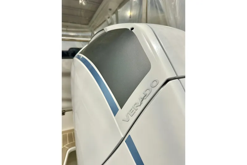 Slide: The Image of Close-up of a 2023 Nimbus Weekender 9 Verado engine detail. - 51