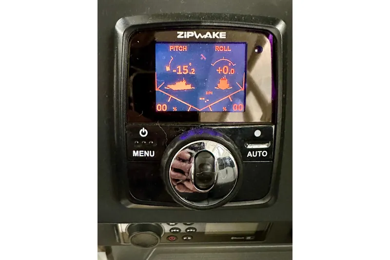 Slide: The Image of Control panel of 2023 Nimbus Weekender 9 boat, displaying pitch and roll data. - 12