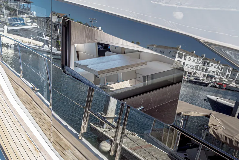Slide: The Image of Reflection of luxurious interior on 2024 Azimut Fly 53 yacht exterior. - 32