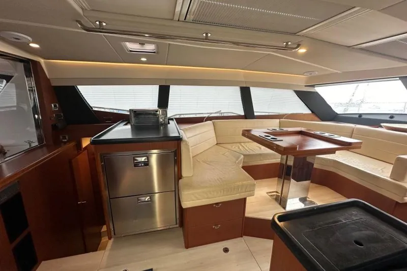Slide: The Image of Luxurious interior of 2019 Moody 54 DS yacht with elegant seating and modern amenities. - 42