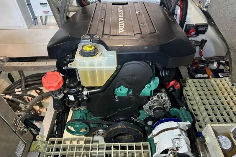 Slide: The Image of Engine compartment of a 2019 Moody 54 DS yacht with Volvo Penta engine. - 51