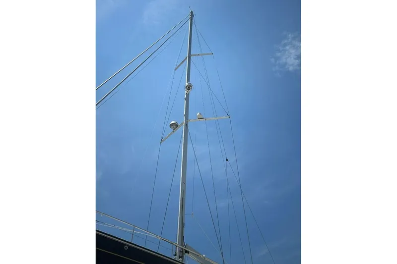 Slide: The Image of Sailboat mast against clear blue sky, Moody 54 DS, 2019 model. - 6