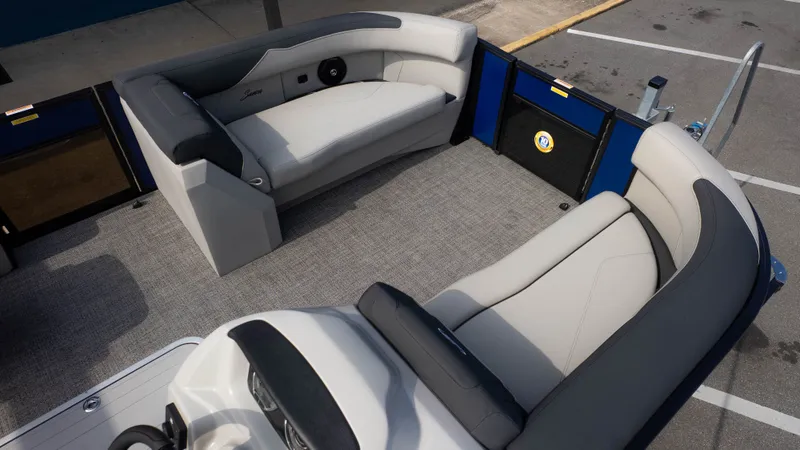 Slide: The Image of Interior of 2026 Barletta S22QC with gray seating. - 11