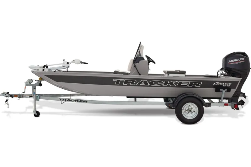 Slide: The Image of 2026 Tracker Bass Tracker Classic CC boat on trailer, side view. - 5