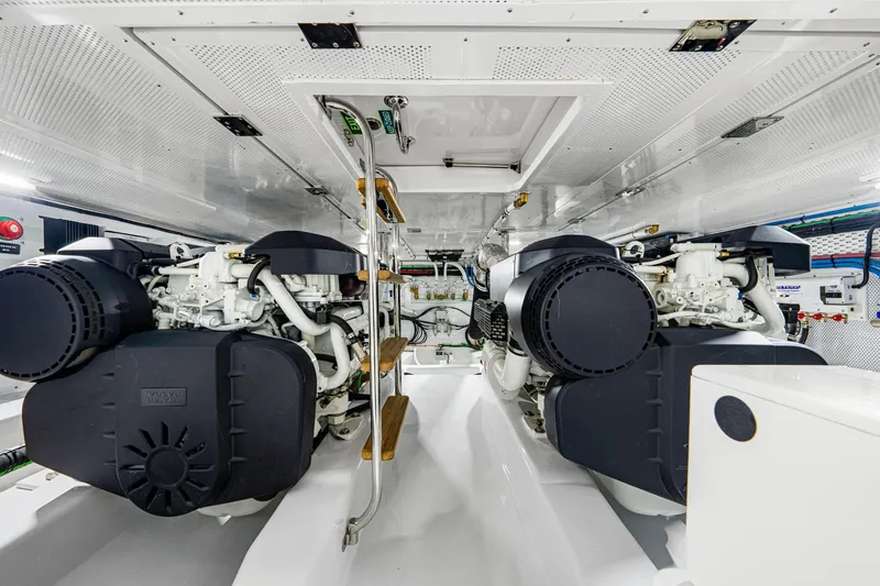 Slide: The Image of Engine room of 2026 Vicem 55 Classic yacht, showcasing dual engines and mechanical systems. - 14