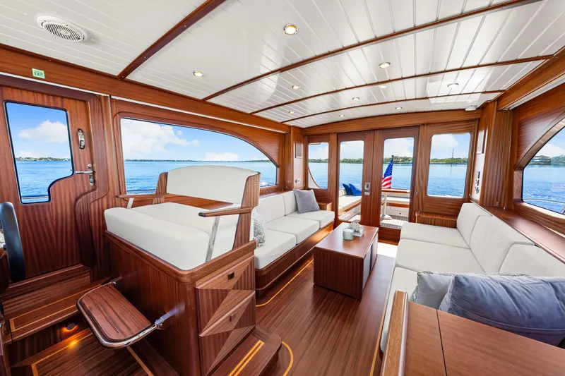 Slide: The Image of Luxurious interior of 2026 Vicem 55 Classic yacht with elegant wood finish. - 7