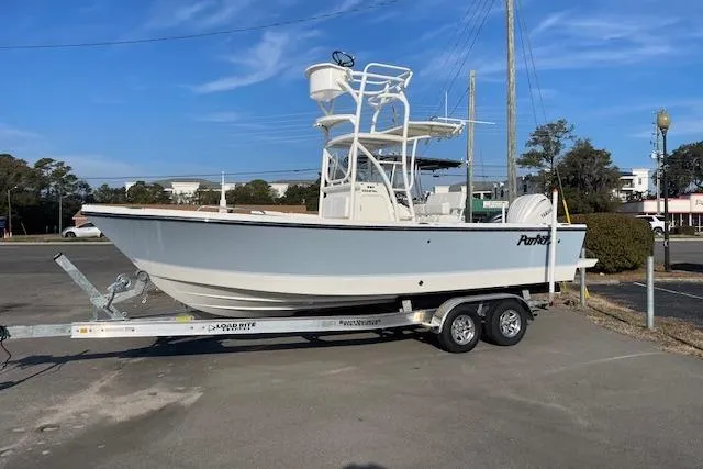The Image of Parker 230 Coastal Elite 2026 on trailer, side view. - 0