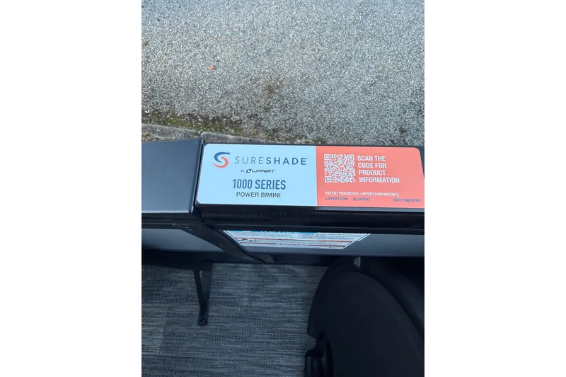 Slide: The Image of Viaggio x22u 2026 model with SureShade 1000 Series Power Bimini, QR code for product info. - 24