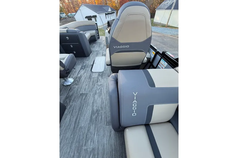 Slide: The Image of 2026 Viaggio x22u boat interior with stylish seating and modern design. - 30