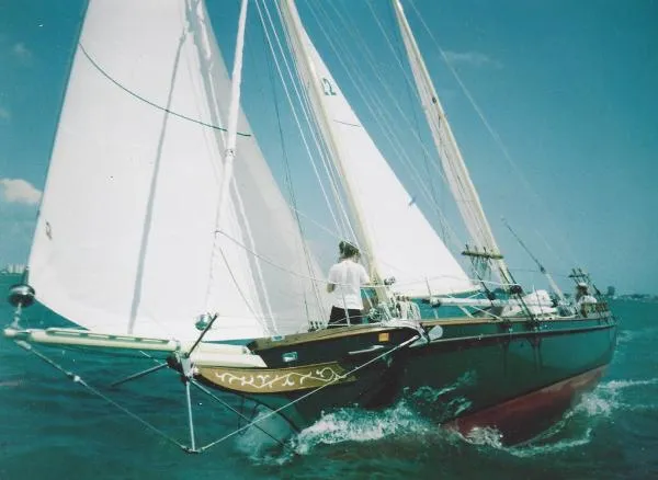 Slide: The Image of Van Dam 32 Cold Molded Custom Gaff-Rigged Ketch 1984 - 2