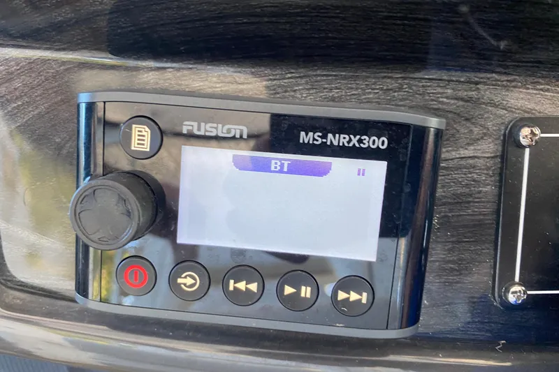 Slide: The Image of Fusion MS-NRX300 audio system on 2017 Monterey 355 Sport Yacht dashboard. - 25