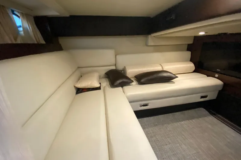 Slide: The Image of Luxurious interior of 2017 Monterey 355 Sport Yacht with plush seating and cushions. - 35