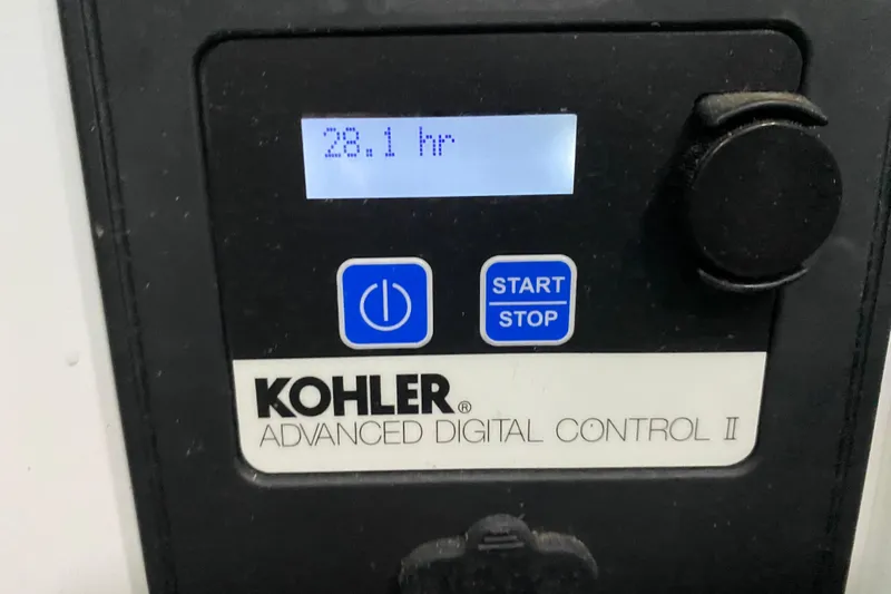 Slide: The Image of Kohler Advanced Digital Control II displaying 28.1 hours on a 2017 Monterey 355 Sport Yacht. - 50
