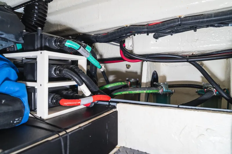 Slide: The Image of Engine compartment of 2025 Regal 38 SAV with wiring and components. - 18