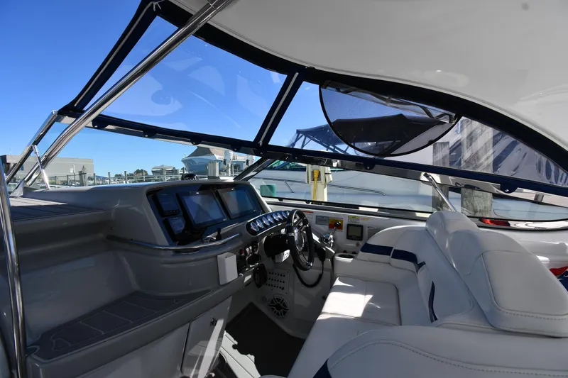 Slide: The Image of Interior of a 2008 Formula 400 Super Sport boat, modern cockpit design. - 12