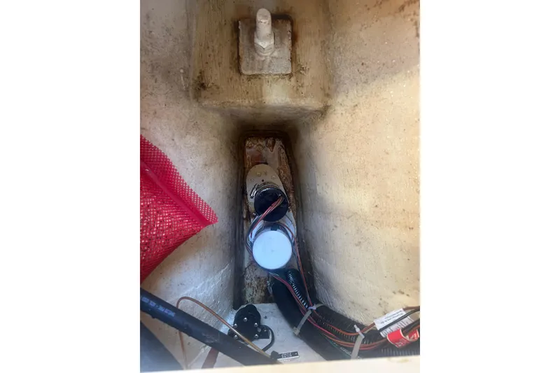 Slide: The Image of Interior view of a 1995 Pacific Seacraft 34 sailboat showing wiring and components. - 75