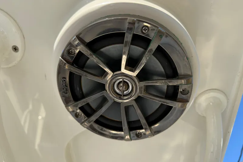 Slide: The Image of Close-up of a marine speaker on a 2022 Ranger 2510 Bay boat. - 23