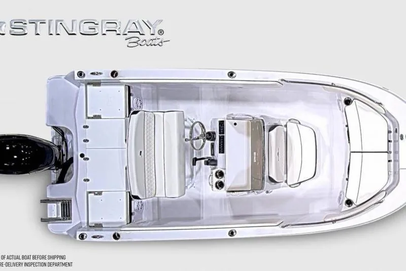 Slide: The Image of Top view of 2026 Stingray 173 CC boat, showcasing sleek design and spacious layout. - 7