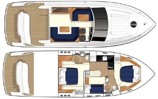 Slide: The Image of 2007 Viking Sport Cruiser layout with spacious cabins and seating areas. - 10