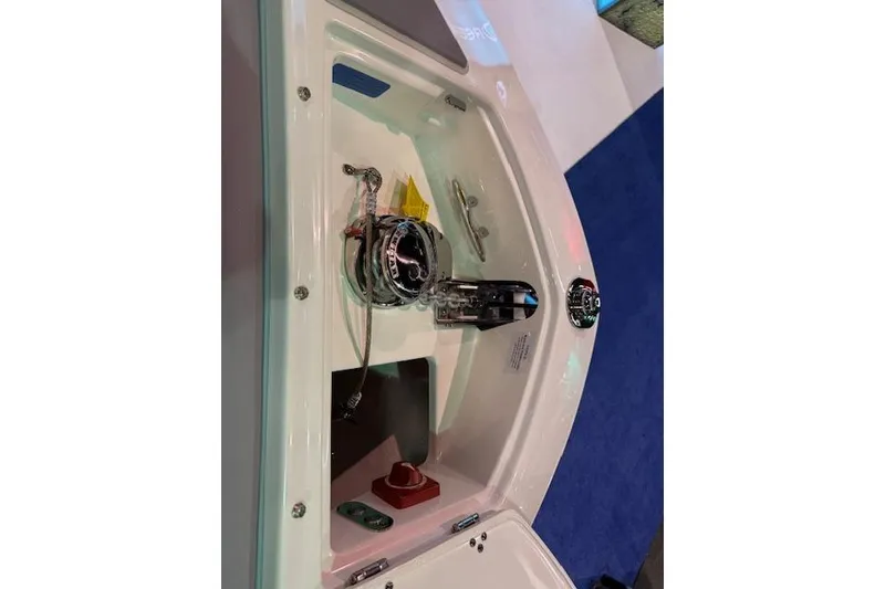 Slide: The Image of 2026 Regal LS6 Surf boat interior detail with chrome fixtures and controls. - 23