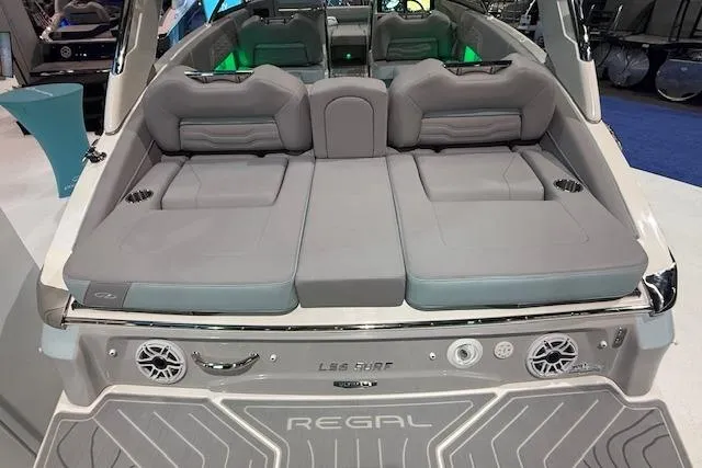 Slide: The Image of 2026 Regal LS6 Surf boat with luxurious seating and modern design. - 27