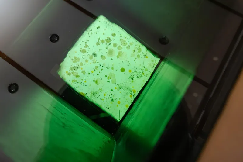 Slide: The Image of Green-tinted glass with moldy surface, Willard 1201 model, 1974. - 23