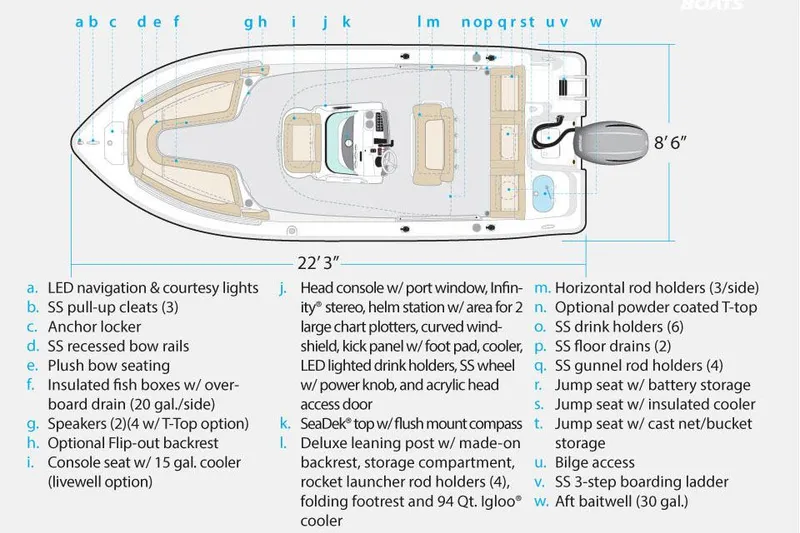 Slide: The Image of 2018 NauticStar 2302 Legacy boat interior with tan seating and snow-covered surroundings. - 9