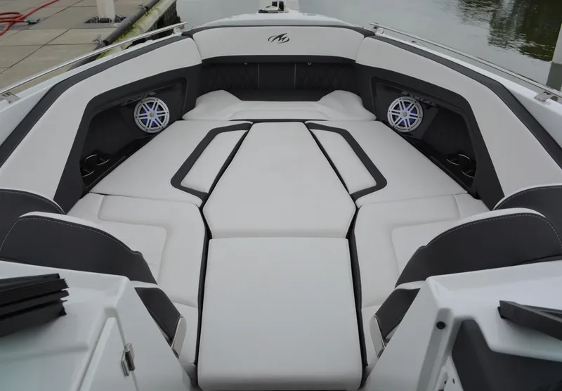 Slide: The Image of 2023 Monterey 305SS Super Sport boat interior seating. - 22