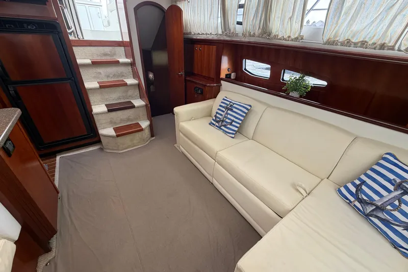 Slide: The Image of Luxurious interior of 2011 Cruisers Yachts 415 Express Motoryacht with elegant seating and decor. - 30