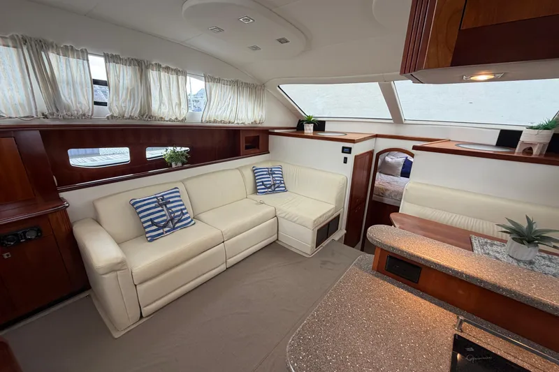 Slide: The Image of Luxurious interior of 2011 Cruisers Yachts 415 Express Motoryacht with elegant seating and decor. - 31
