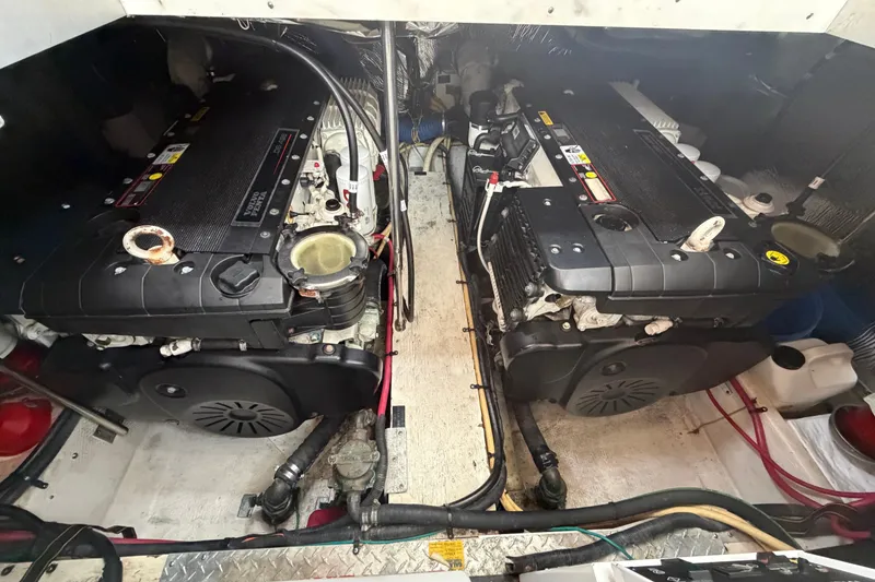 Slide: The Image of Engine room of 2011 Cruisers Yachts 415 Express Motoryacht with dual engines. - 41