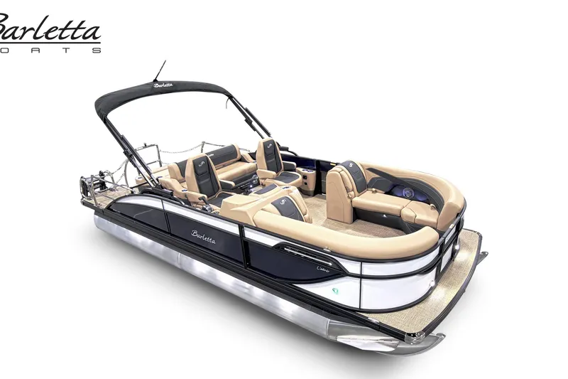 Slide: The Image of 2026 Barletta C22UC pontoon boat with luxurious seating and sleek design. - 4