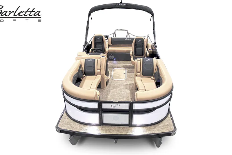 Slide: The Image of 2026 Barletta C22UC pontoon boat with luxurious seating and modern design. - 5