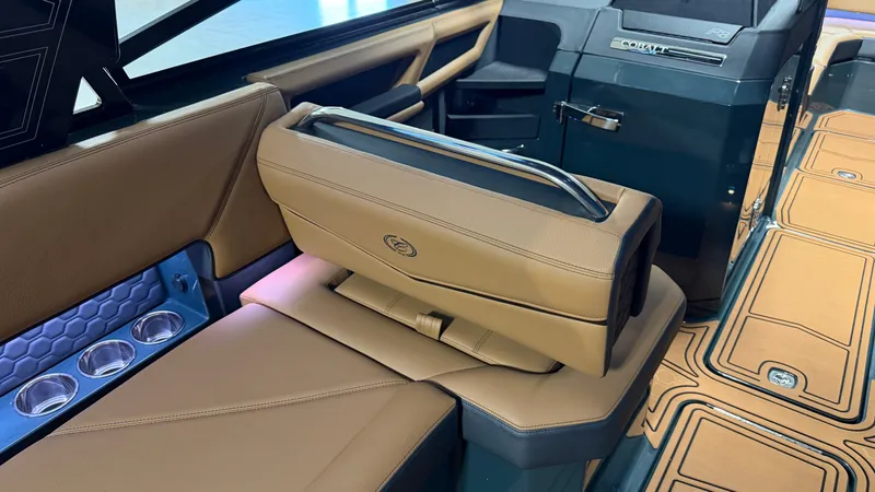 Slide: The Image of Interior of a 2027 Cobalt R8 Surf with luxurious leather seating and modern fixtures. - 41