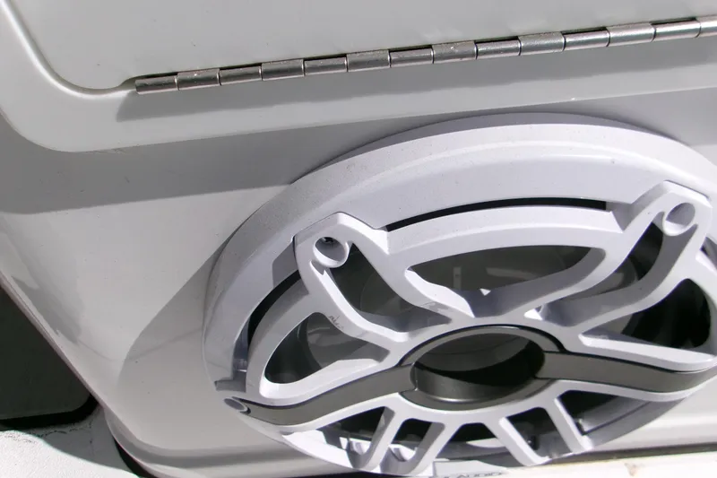 Slide: The Image of Close-up of a speaker on a 2026 Sportsman Heritage 321 Center Console boat. - 15