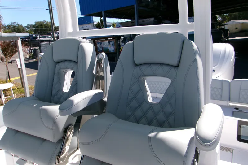 Slide: The Image of Luxury seating on 2026 Sportsman Heritage 321 Center Console boat. - 4