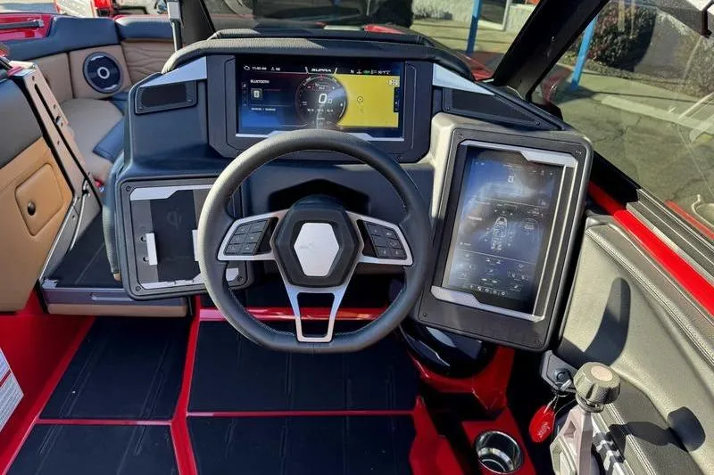 Slide: The Image of 2025 Supra SE dashboard with modern steering wheel and digital displays. - 10