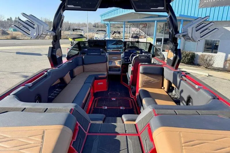 Slide: The Image of 2025 Supra SE boat interior with luxurious seating and modern design features. - 7