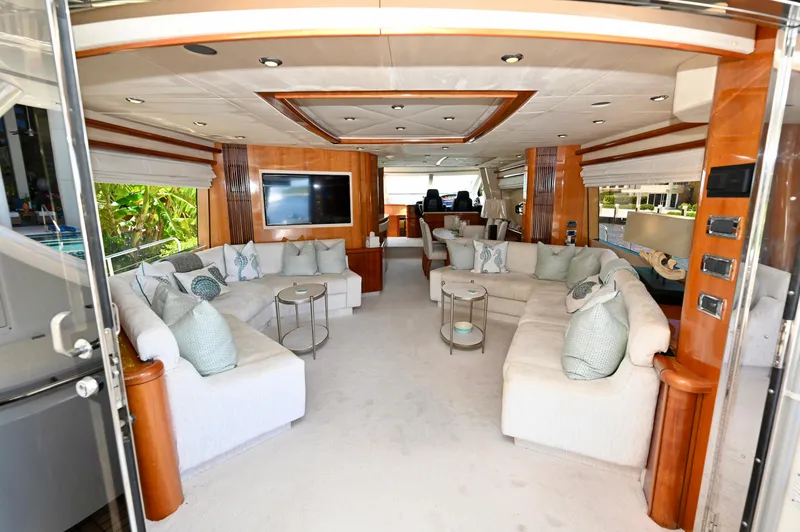 Slide: The Image of Luxurious interior of 2005 Sunseeker 82 Yacht with plush seating and modern decor. - 10