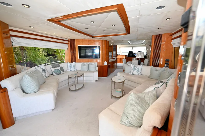 Slide: The Image of Luxurious interior of 2005 Sunseeker 82 Yacht with plush seating and elegant decor. - 11