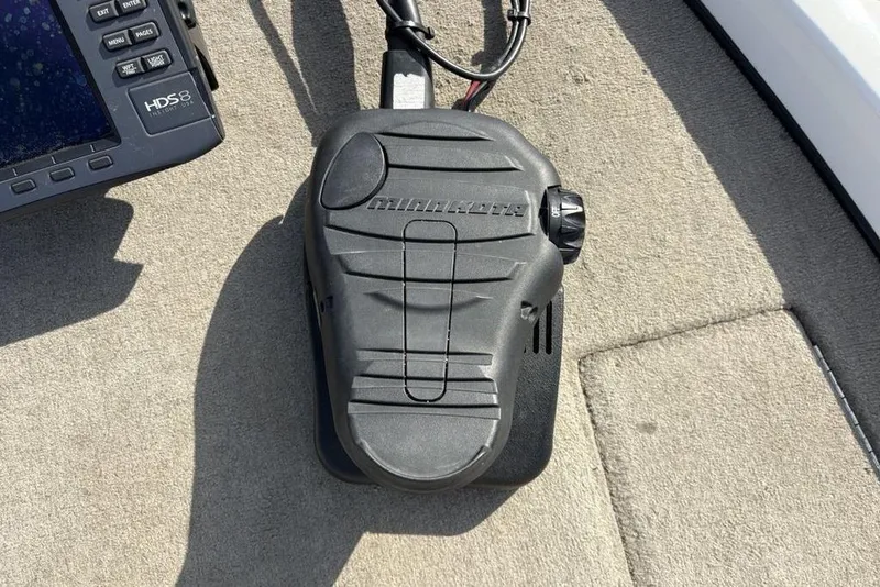 Slide: The Image of Foot pedal control on 2024 ProCraft 185 Pro boat deck, next to electronic display. - 15