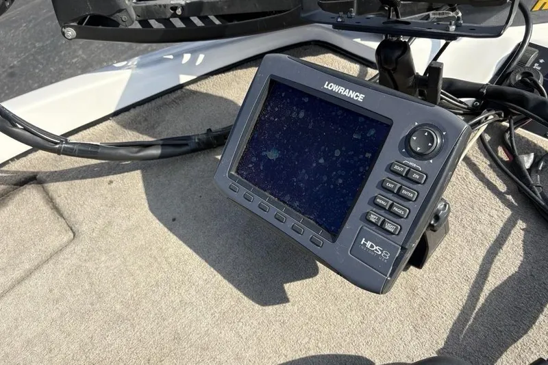 Slide: The Image of Lowrance HDS-8 fishfinder on 2024 ProCraft 185 Pro boat deck. - 9