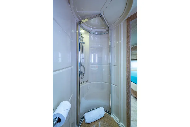 Slide: The Image of Luxurious shower in 2011 Azimut 70 yacht, featuring sleek design and modern amenities. - 18
